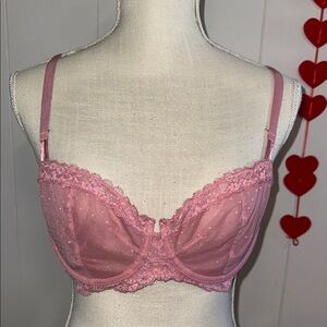 Pink Lace Underwire Bra